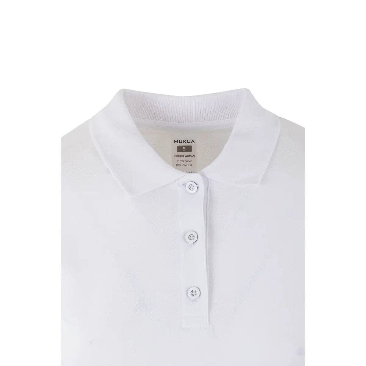 Polo de mujer Mukua HOBART WOMAN PL200WW 6 Polo Mukua HOBART WOMAN en color White, detalle del cuello