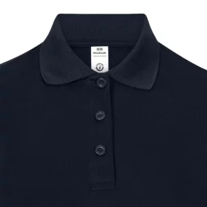 Polo Mukua BOGAN WOMAN en color Deep Navy, detalle del cuello