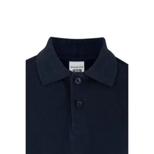 Polo Mukua MACKAY KIDS en color Navy, detalle del cuello