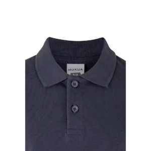 Polo Mukua MACKAY KIDS en color Denim Blue, detalle del cuello