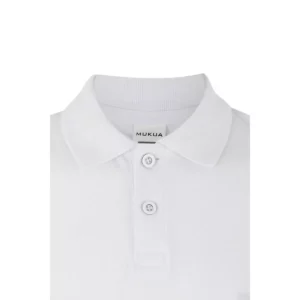 Polo Mukua MACKAY KIDS en color White, detalle del cuello