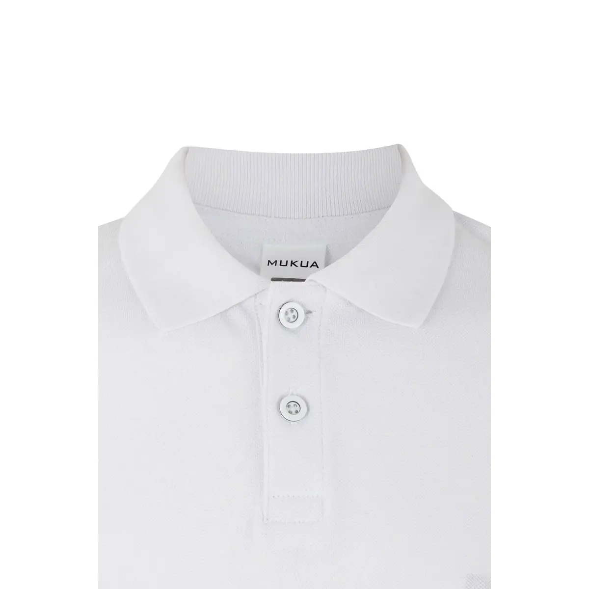 Polo infantil Mukua MACKAY KIDS PS200KW 6 Polo Mukua MACKAY KIDS en color White, detalle del cuello