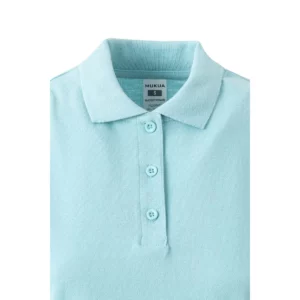 Polo Mukua MACKAY WOMAN en color Sky Blue, detalle del cuello