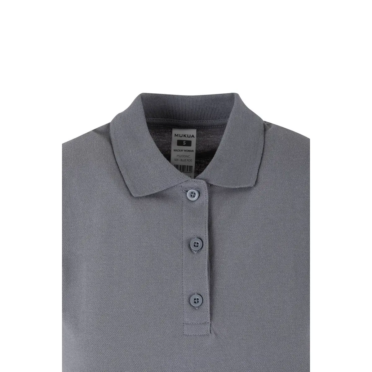 Polo de mujer Mukua MACKAY WOMAN PS200WC 10 Polo Mukua MACKAY WOMAN en color Blue Fog, detalle del cuello