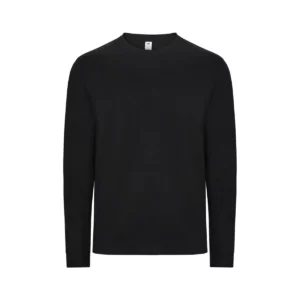 Camiseta unisex Mukua PALM LONG SLEEVE TL190UC negra, de manga larga y cuello redondo, vista frontal.