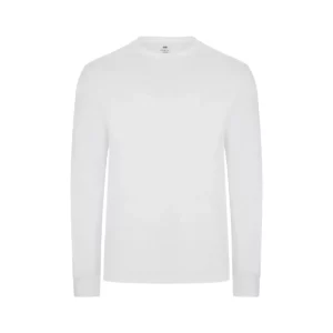Camiseta unisex Mukua PALM LONG SLEEVE TL190UW blanca, de manga larga y cuello redondo, vista frontal.