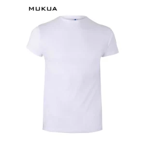 Camiseta unisex Mukua TASMANIA TS150UW blanca, de manga corta y cuello redondo, vista frontal.