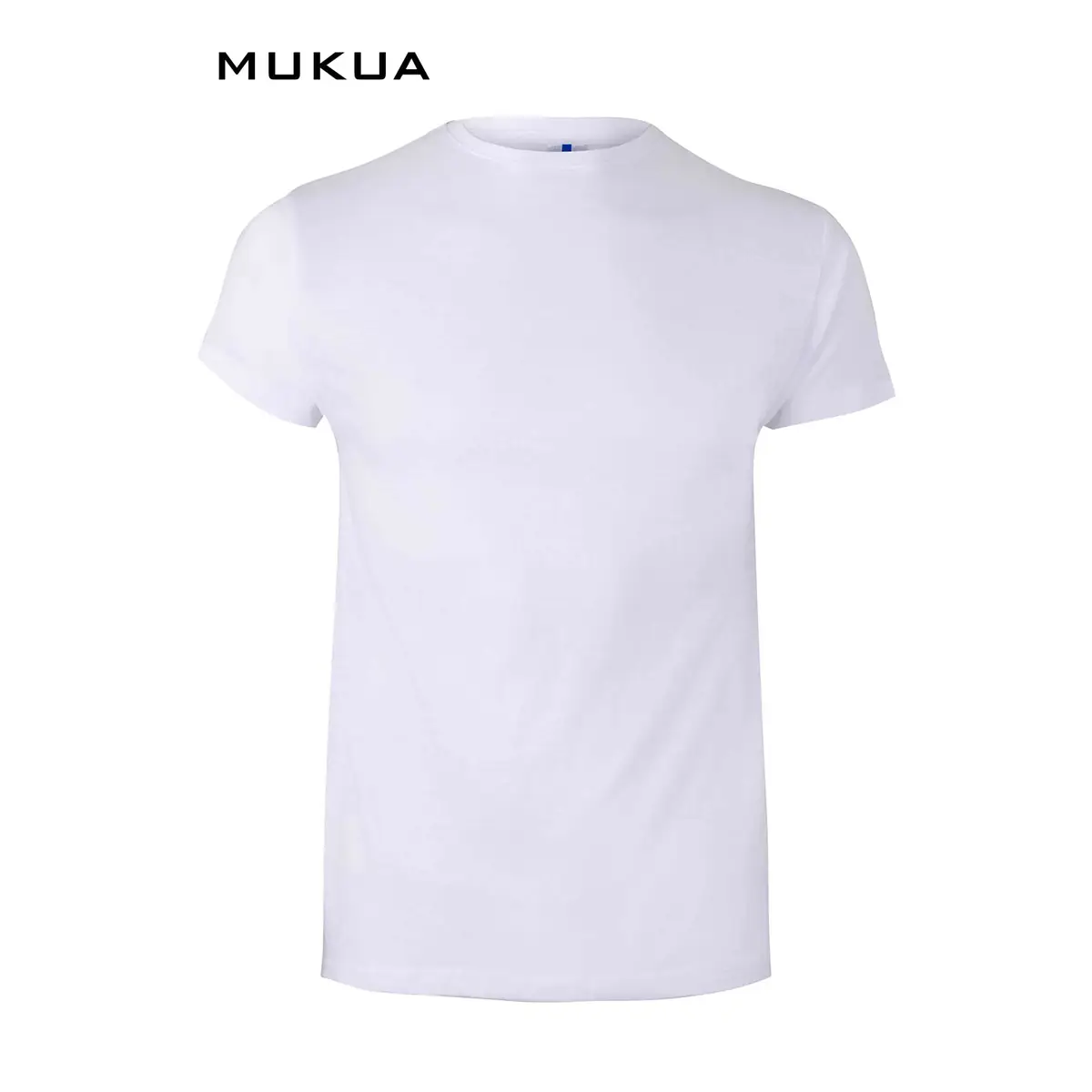 Camiseta Tasmania MC Unisex MUKUA TS150UW 2 Camiseta unisex Mukua TASMANIA TS150UW blanca, de manga corta y cuello redondo, vista frontal.