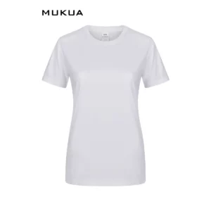 Camiseta de mujer Mukua MELBOURNE WOMAN TS155WW blanca, de manga corta y cuello redondo, vista frontal.