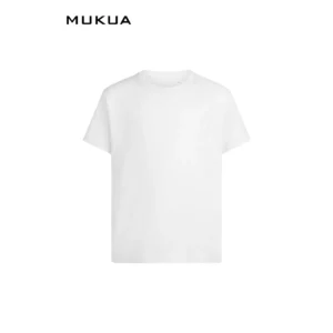 Camiseta infantil Mukua COAST KIDS TSN165KW blanca, de manga corta y cuello redondo, vista frontal.