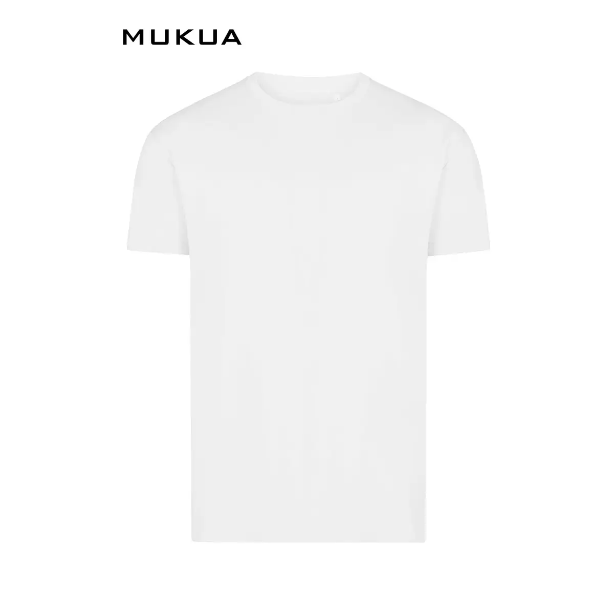 Camiseta unisex Mukua COAST TSN165UW 1 Camiseta unisex Mukua COAST TSN165UW blanca, de manga corta y cuello redondo, vista frontal.