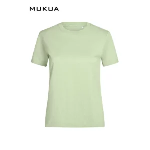 Camiseta de mujer Mukua COAST WOMAN TSN165WC verde claro Aloe, de manga corta y cuello redondo, vista frontal.