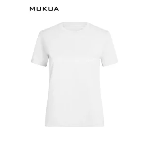 Camiseta de mujer Mukua COAST WOMAN TSN165WW blanca, de manga corta y cuello redondo, vista frontal.