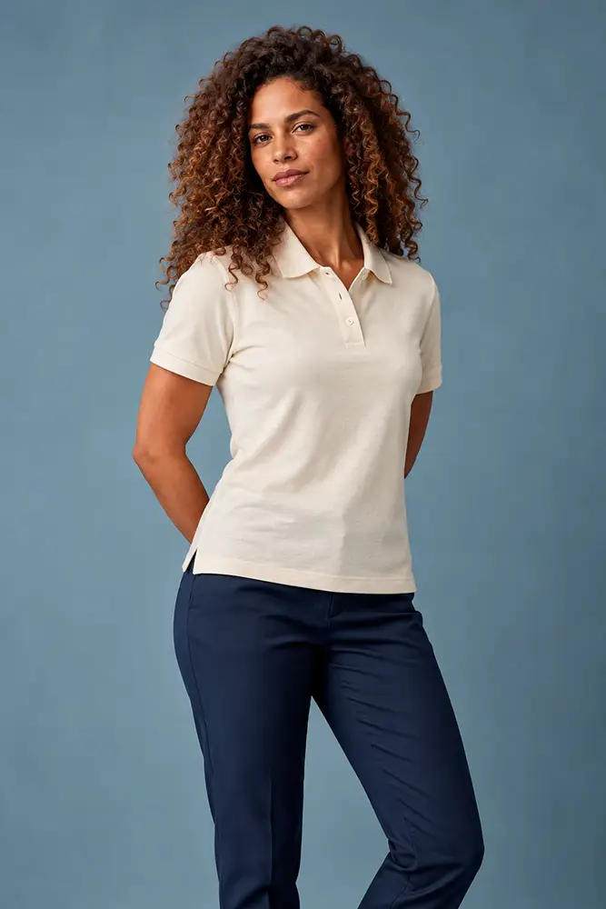 polo-personalizado-mandino-textil-4 Chica vistiendo polo personalizable de Mandino Textil