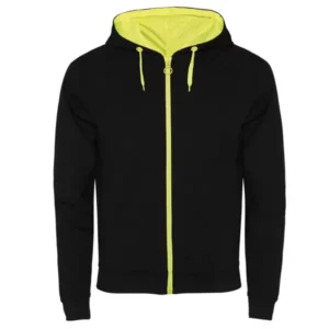 Sudadera Roly SU1105 en Negro/Amarillo fluor, vista frontal