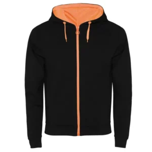 Sudadera Roly SU1105 en Negro/Naranja fluor, vista frontal