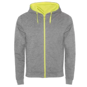 Sudadera Roly SU1105 en Gris/Amarillo fluor, vista frontal