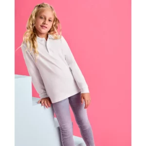 Polo Roly CARPE CHILD en blanco de manga larga, vista frontal con modelo