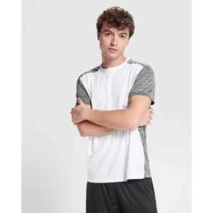 Camiseta técnica de manga corta para hombre Roly ZOLDER, color blanco/negro vigoré