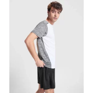 Camiseta técnica de manga corta para hombre Roly ZOLDER, color blanco/negro vigoré