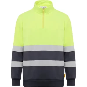Sudadera Roly HV9314 en Plomo/Amarillo fluor, vista frontal