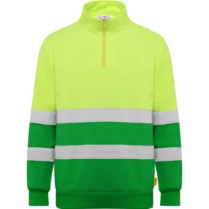 Sudadera Roly HV9314 en Verde jardín/Amarillo flúor, vista frontal