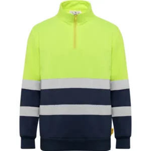 Sudadera Roly HV9314 en Marino/Amarillo fluor, vista frontal