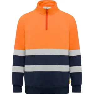 Sudadera Roly HV9314 en Marino/Naranja fluor, vista frontal