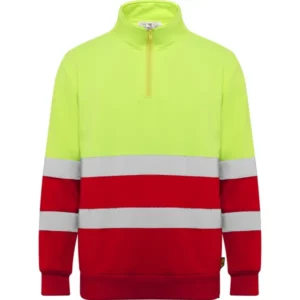 Sudadera Roly HV9314 en Rojo laboral/Amarillo flúor, vista frontal