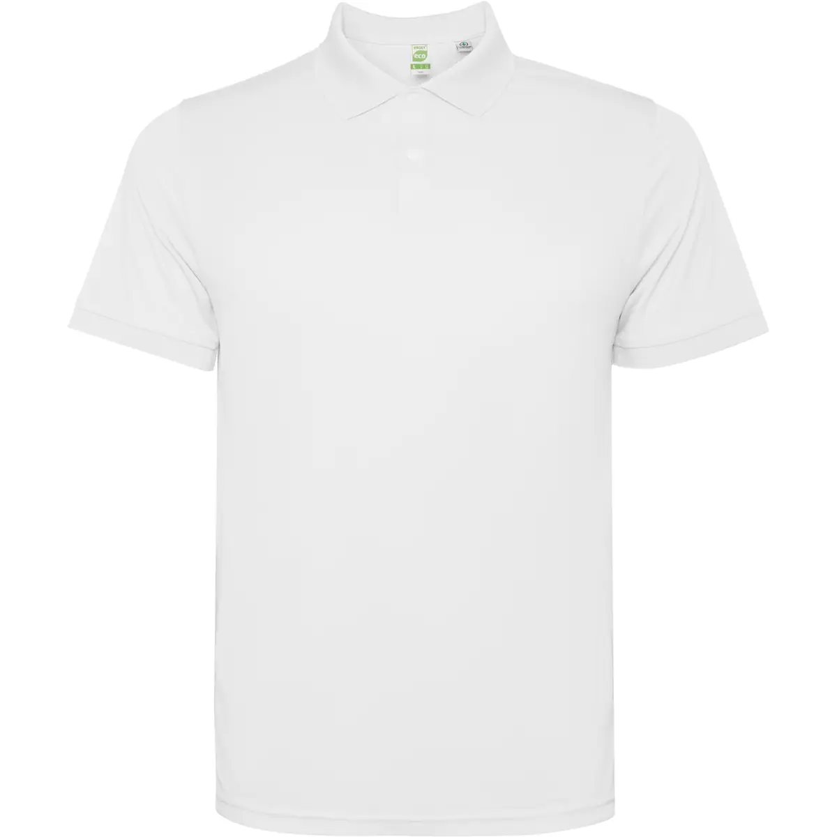 Polo técnico reciclado hombre Roly TORMO 3 Polo Roly TORMO en blanco, vista frontal