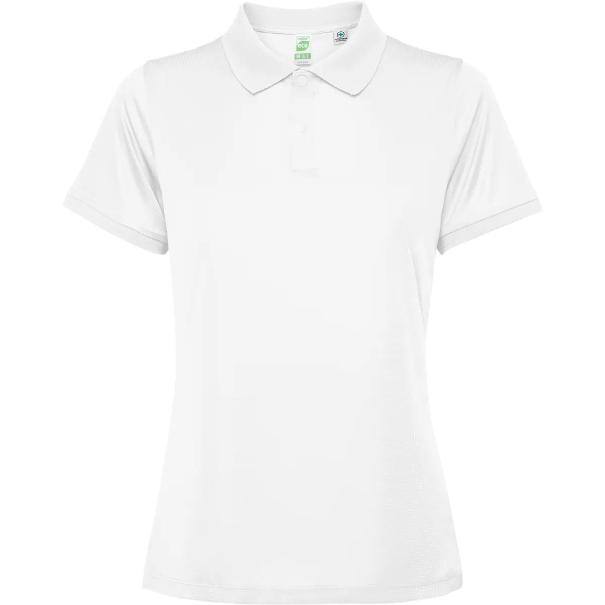 Polo técnico reciclado mujer Roly TORMO WOMAN 3 Polo Roly TORMO WOMAN en blanco, vista frontal