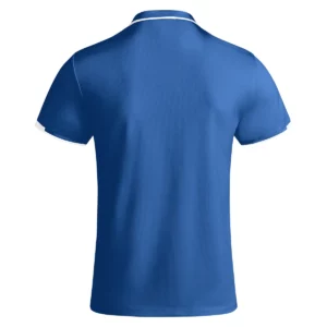 Polo Roly TAMIL en azul royal y blanco, vista trasera