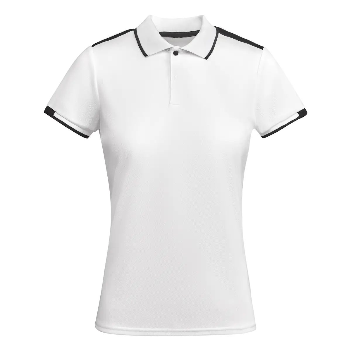 Polo técnico bicolor mujer Roly TAMIL WOMAN 3 Polo Roly TAMIL WOMAN en blanco y negro, vista frontal