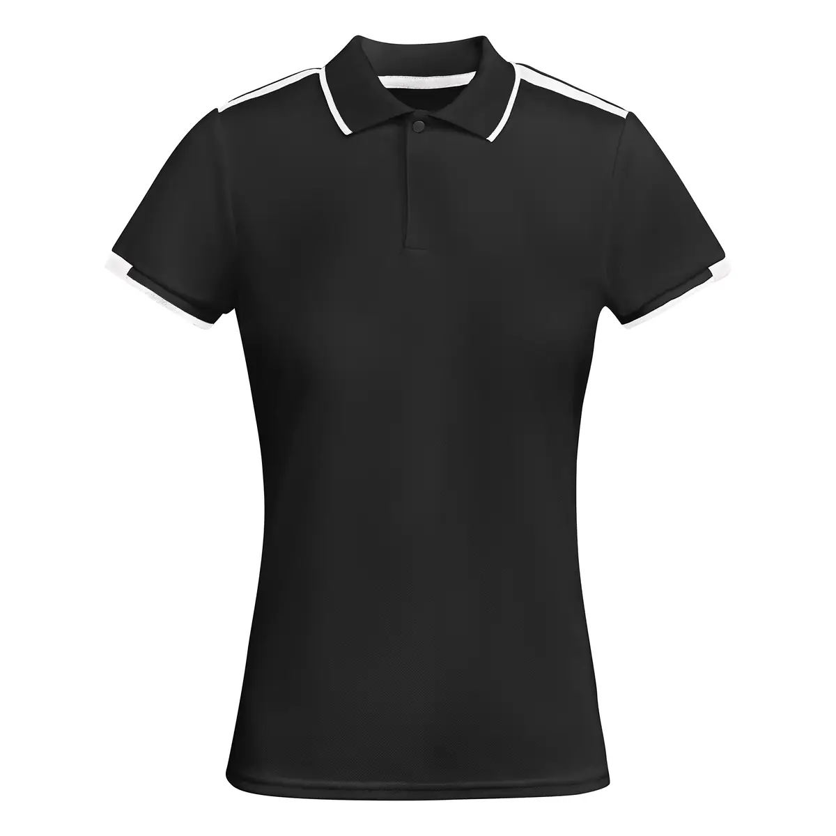Polo técnico bicolor mujer Roly TAMIL WOMAN 7 Polo Roly TAMIL WOMAN en negro y blanco, vista frontal