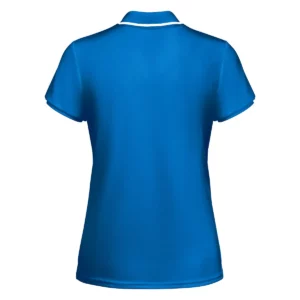 Polo Roly TAMIL WOMAN en azul royal y blanco, vista trasera