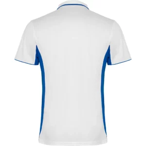 Polo Roly MONTMELO en blanco y azul royal, vista trasera