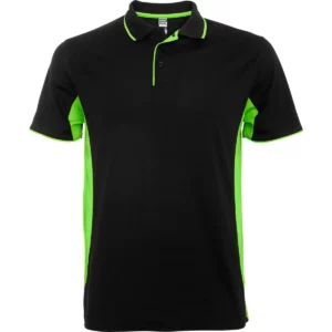 Polo Roly MONTMELO en negro y lima, vista frontal