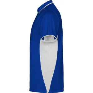 Polo Roly MONTMELO en azul royal y blanco, vista lateral