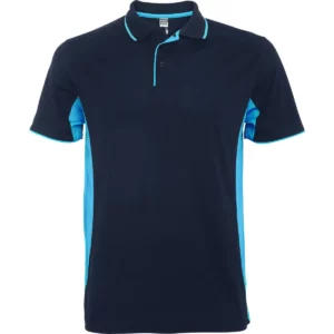 Polo Roly MONTMELO en azul marino y celeste, vista frontal