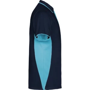 Polo Roly MONTMELO en azul marino y celeste, vista lateral opuesta
