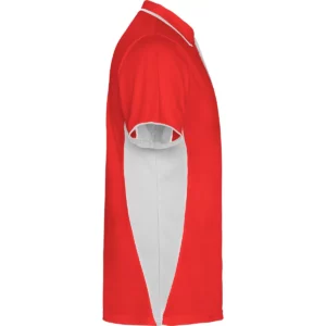 Polo Roly MONTMELO en rojo y blanco, vista lateral opuesta