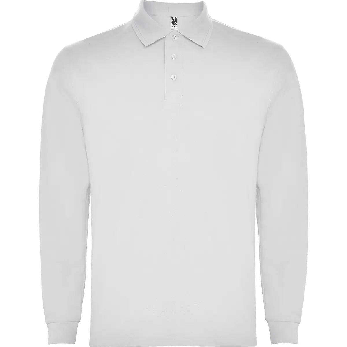 Polo piqué hombre manga larga Roly CARPE 3 Polo Roly CARPE en blanco de manga larga, vista frontal