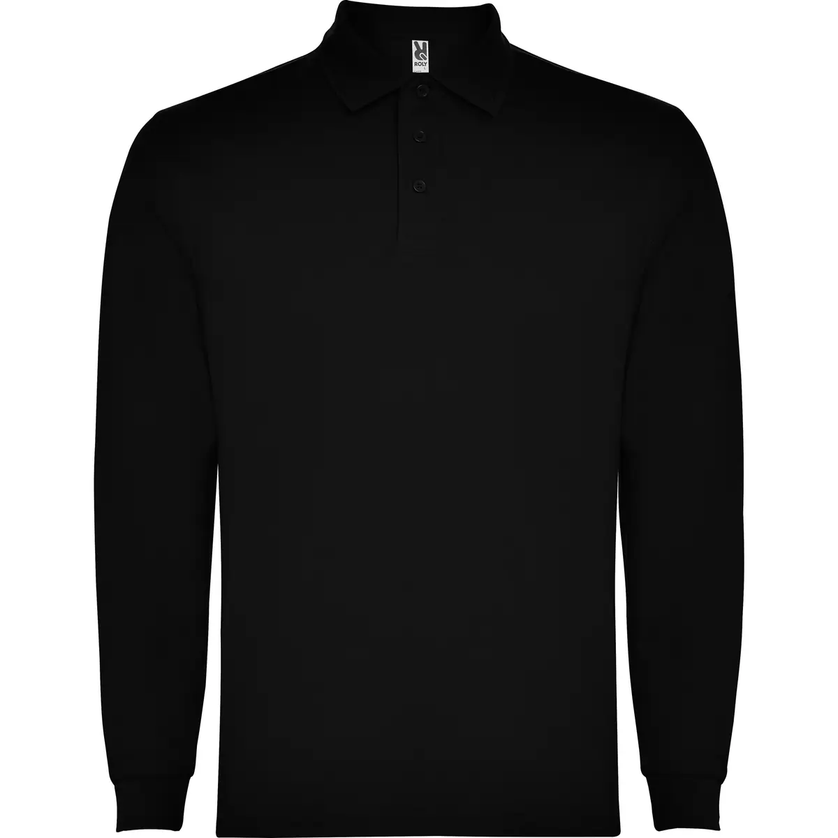 Polo piqué hombre manga larga Roly CARPE 9 Polo Roly CARPE en negro de manga larga, vista frontal