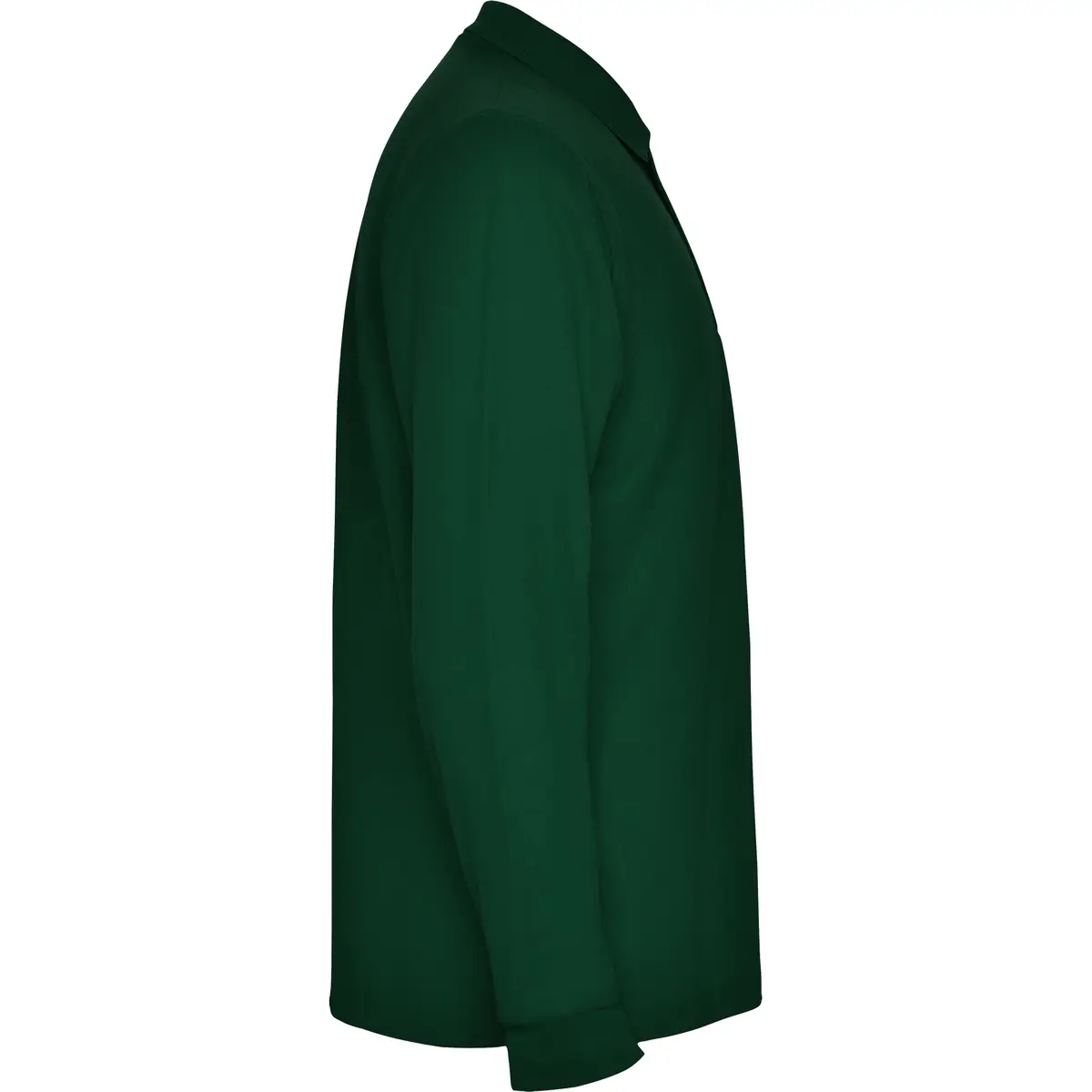 Polo piqué hombre manga larga Roly CARPE 23 Polo Roly CARPE en verde botella de manga larga, vista lateral opuesta
