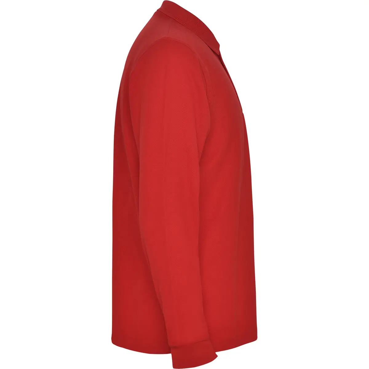 Polo piqué hombre manga larga Roly CARPE 31 Polo Roly CARPE en rojo de manga larga, vista lateral opuesta