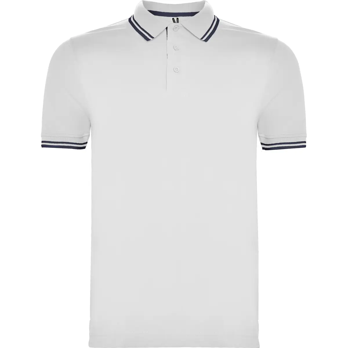 Polo algodón peinado hombre Roly MONTREAL 3 Polo Roly MONTREAL en blanco y azul marino, vista frontal