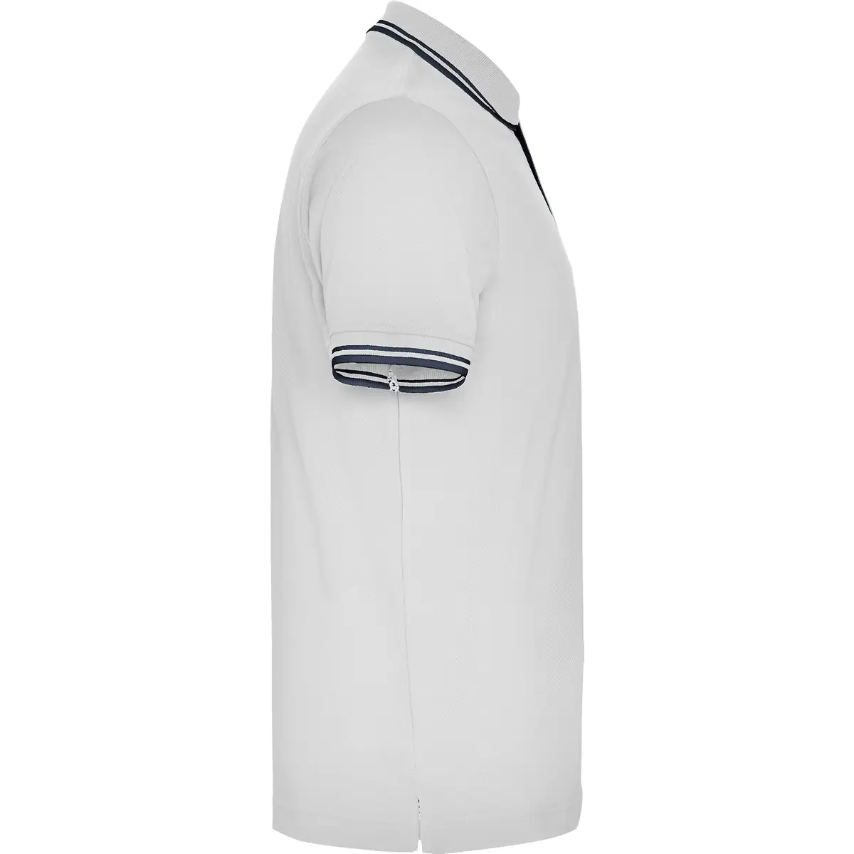 Polo algodón peinado hombre Roly MONTREAL 5 Polo Roly MONTREAL en blanco y azul marino, vista lateral opuesta