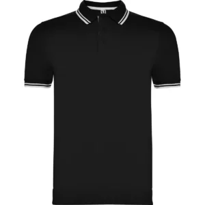 Polo Roly MONTREAL en negro y blanco, vista frontal