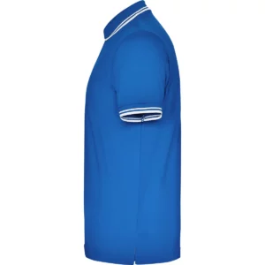 Polo Roly MONTREAL en azul royal y blanco, vista lateral