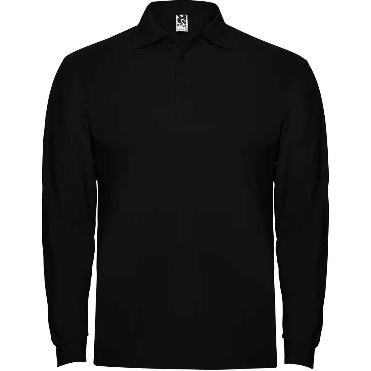 Polo piqué manga larga Roly ESTRELLA L/S 10 Polo Roly ESTRELLA L/S en negro de manga larga, vista frontal